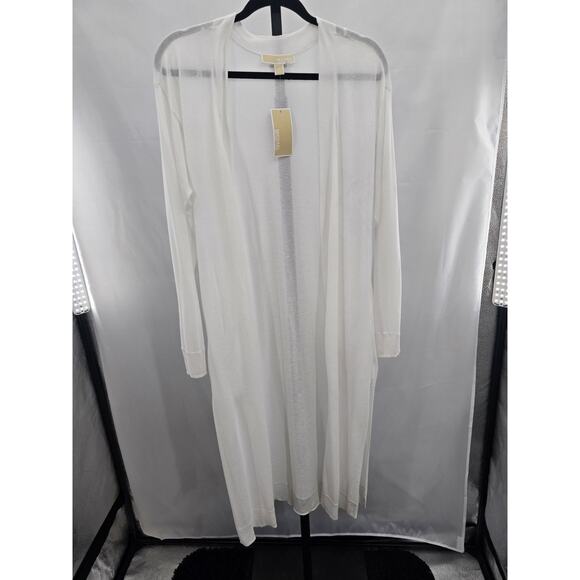 NWT MICHAEL KORS Women's Long Lightweight White Cardigan Sweater Size S - Picture 5 of 5